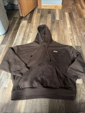 Essentials Brown Pullover Hoodie with Logo Tag